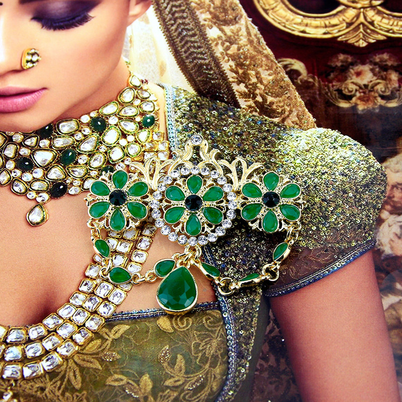 Sunspicems Ace de broșă marocană de culoare aurie pentru femei și bărbați, caftan de cristal colorat, bijuterii de nuntă, cadou de petrecere pentru mireasă