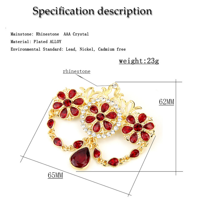 Sunspicems Ace de broșă marocană de culoare aurie pentru femei și bărbați, caftan de cristal colorat, bijuterii de nuntă, cadou de petrecere pentru mireasă