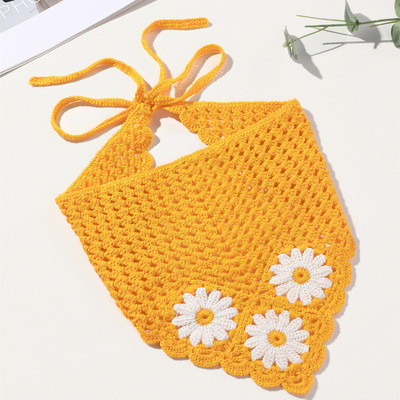 Bandane de păr cu flori pentru femei Y2K Bandane triunghiulare din croșetat Bențite de păr elastice Bentite de turban Accesorii pentru păr de toamnă