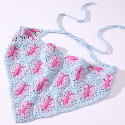 Bandane de păr cu flori pentru femei Y2K Bandane triunghiulare din croșetat Bențite de păr elastice Bentite de turban Accesorii pentru păr de toamnă