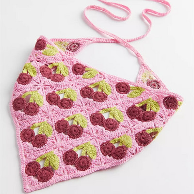 Bandane de păr cu flori pentru femei Y2K Bandane triunghiulare din croșetat Bențite de păr elastice Bentite de turban Accesorii pentru păr de toamnă