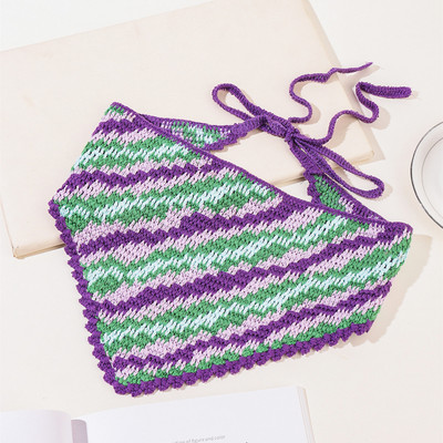 Bandane de păr cu flori pentru femei Y2K Bandane triunghiulare din croșetat Bențite de păr elastice Bentite de turban Accesorii pentru păr de toamnă