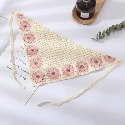 Bandane de păr cu flori pentru femei Y2K Bandane triunghiulare din croșetat Bențite de păr elastice Bentite de turban Accesorii pentru păr de toamnă