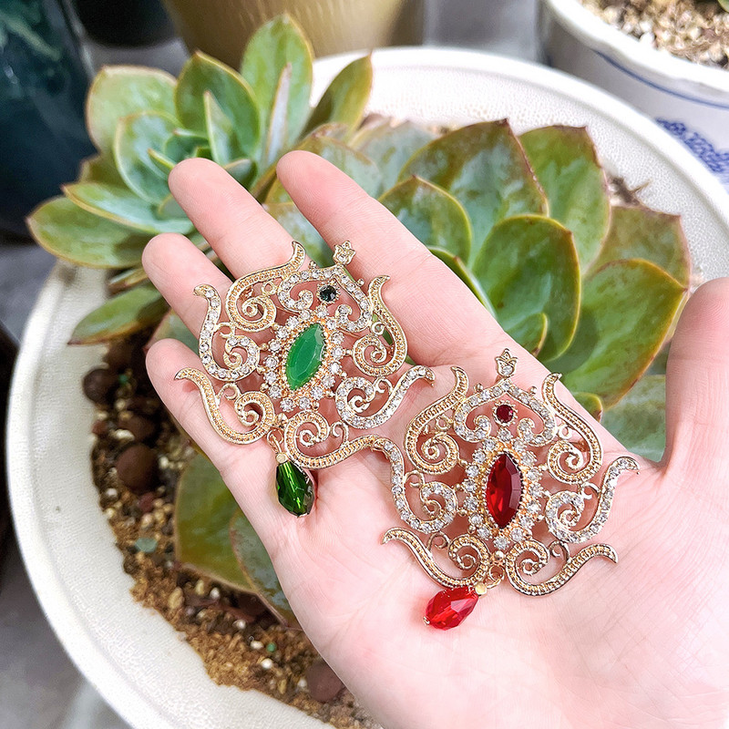 Sunspicems Broșe de cristal de culoare aur de 18K pentru femei, Algeria, Maroc, broșă caftan, mireasă, nuntă, bijuterii de flori baroc