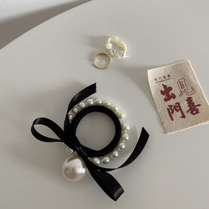 Korejske žene Djevojke Čipka imitacija bisera Vezice za kosu Užad za kosu Gumica Elegantna mašna čvor Vrpca Modni držač za rep