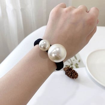 New Trend Γυναικεία Basic Black With Pearl Hair Tie Αξεσουάρ για τα μαλλιά από καουτσούκ Ελαστική ζώνη μαλλιών για κορίτσια Scrunchies