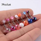 7kom mješovitih boja kuglica za piercing za pupak Prstenovi za uteg za jezik Akrilni prsten za šipku za jezik sirene Nakit za tijelo