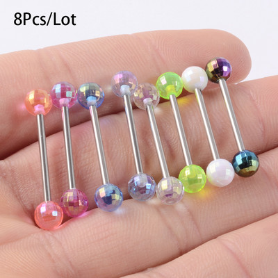 7kom mješovitih boja kuglica za piercing za pupak Prstenovi za uteg za jezik Akrilni prsten za šipku za jezik sirene Nakit za tijelo