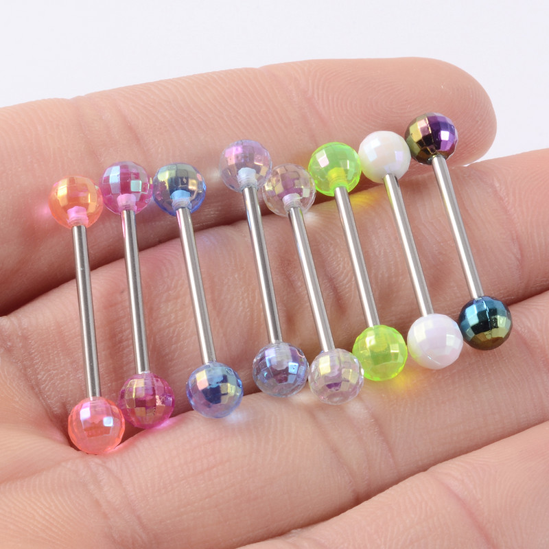 7kom mješovitih boja kuglica za piercing za pupak Prstenovi za uteg za jezik Akrilni prsten za šipku za jezik sirene Nakit za tijelo