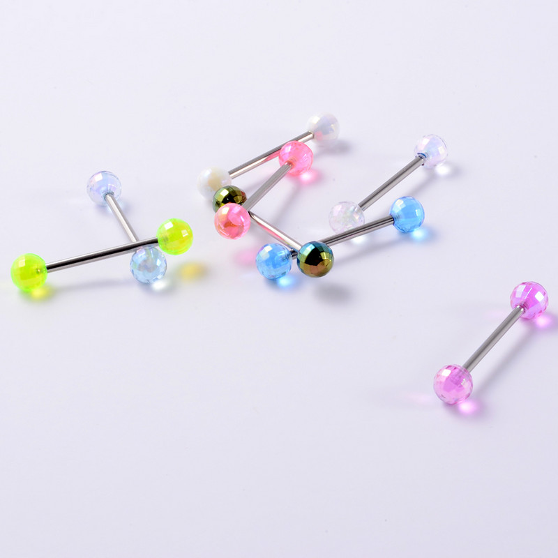 7kom mješovitih boja kuglica za piercing za pupak Prstenovi za uteg za jezik Akrilni prsten za šipku za jezik sirene Nakit za tijelo