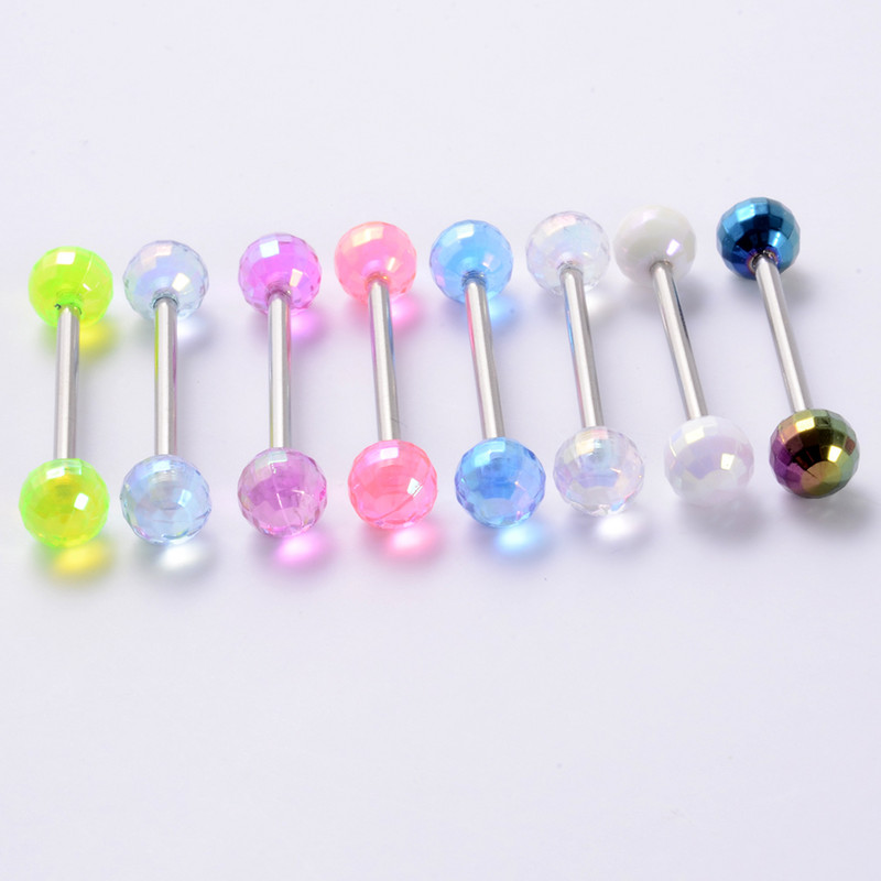 7kom mješovitih boja kuglica za piercing za pupak Prstenovi za uteg za jezik Akrilni prsten za šipku za jezik sirene Nakit za tijelo