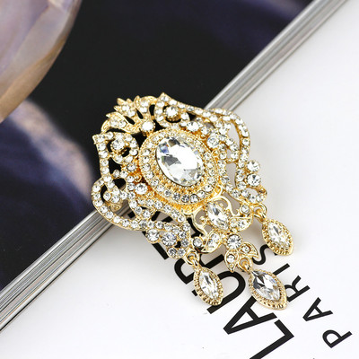 SUNSPICEMS Puni vještački dijamant sivi kristalni cvjetni broš igle Bohemija etnički banketni nakit Turski hidžab šal broševi broševi