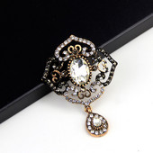 Sunspicems Broșă din rășină turcească de epocă, broșă de cristal pentru femei, de culoare aurie antică, hijab, boemia, ace de rever, bijuterii, cadou pentru copii