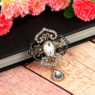 Sunspicems Broșă din rășină turcească de epocă, broșă de cristal pentru femei, de culoare aurie antică, hijab, boemia, ace de rever, bijuterii, cadou pentru copii