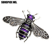 Izuzetne emajlirane igle za broš s kukcima za žene Antikna srebrna boja Ljubičaste pruge Broševi sa životinjama Nakit Dječji živopisni darovi