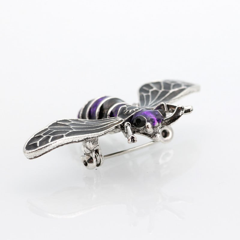 Izuzetne emajlirane igle za broš s kukcima za žene Antikna srebrna boja Ljubičaste pruge Broševi sa životinjama Nakit Dječji živopisni darovi