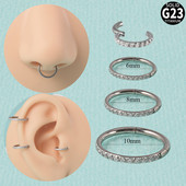 16G G23 titanijski prsten za nos šarke kliker otvorena dijafragma prsten za usne za nos modne dame okrugle naušnice nakit za piercing