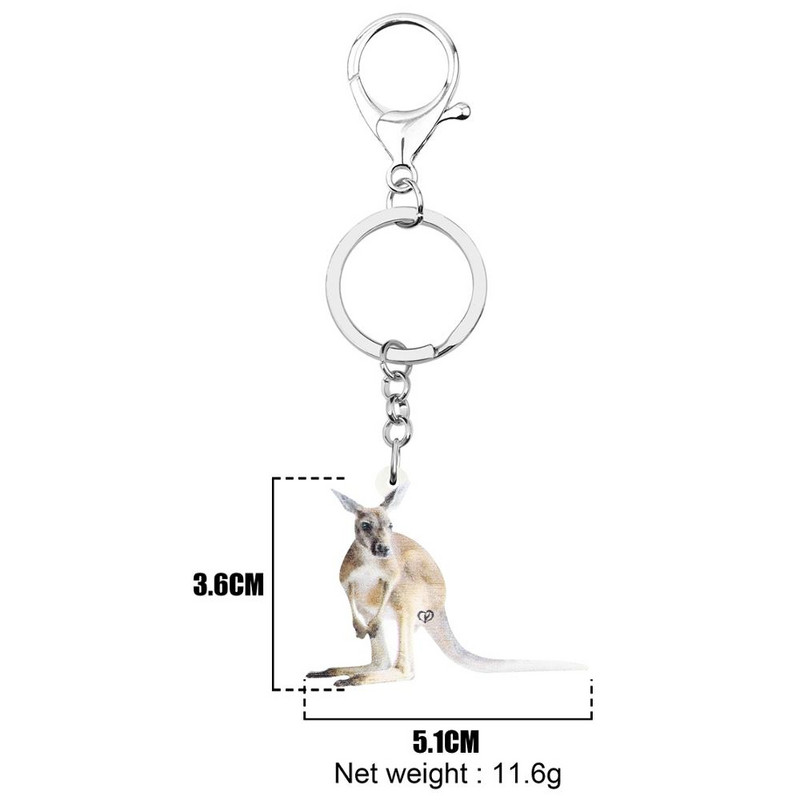 Bonsny Akrilni slatki klokanski privjesci za ključeve Privjesak za ključeve Životinjski ključ Chian Nakit Poklon za žene Djevojke Tinejdžeri Klasični privjesci za rođendanski dar