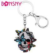 BONSNY Halloween acrilic groază sânge fluturi craniu schelet cercei modă mare picătură atârnă bijuterii noutate pentru femei fete