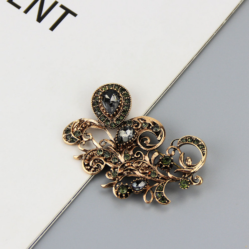 Sunspicems Modni sivi kristalni broš igle za žene Bohemija Etnički vjenčani nakit Turski cvijet Broševi Broševi Poklon