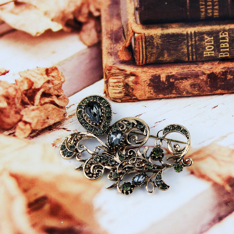 Sunspicems Modni sivi kristalni broš igle za žene Bohemija Etnički vjenčani nakit Turski cvijet Broševi Broševi Poklon