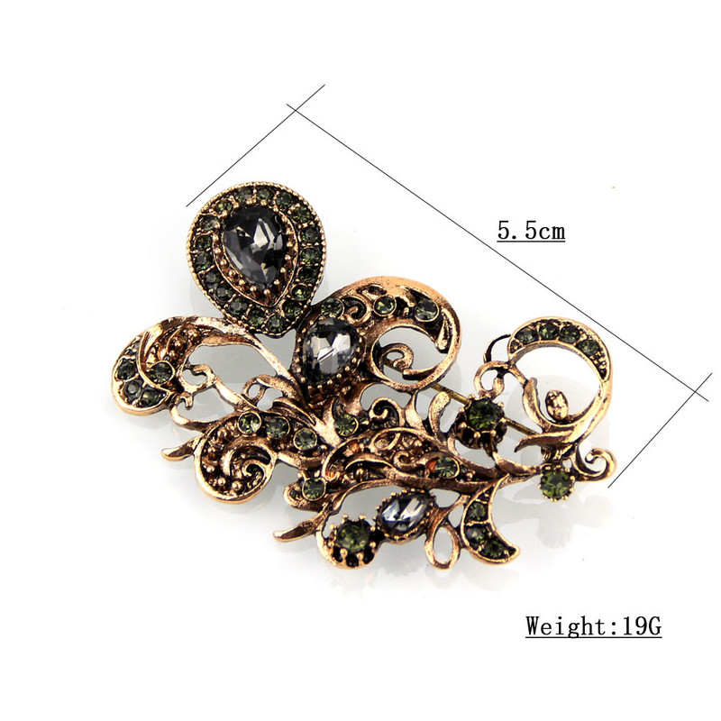 Sunspicems Modni sivi kristalni broš igle za žene Bohemija Etnički vjenčani nakit Turski cvijet Broševi Broševi Poklon