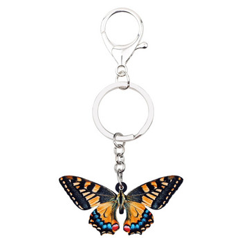 Bonsny Ακρυλικό Tiger Swallowtail Μπρελόκ Πεταλούδα Μπρελόκ Δαχτυλίδια Εντόμων Κοσμήματα για Γυναίκες Κορίτσια Τσάντα Τσάντα Γούρια Δώρο