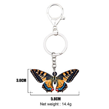 Bonsny Ακρυλικό Tiger Swallowtail Μπρελόκ Πεταλούδα Μπρελόκ Δαχτυλίδια Εντόμων Κοσμήματα για Γυναίκες Κορίτσια Τσάντα Τσάντα Γούρια Δώρο