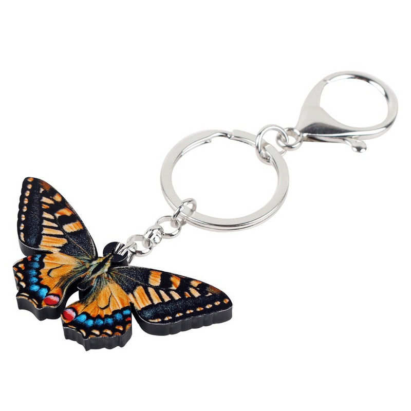 Bonsny Akril Tigar Lastin rep Leptir Privjesci za ključeve Prstenje Insekti Nakit za žene Djevojke Torbica Torbica Privjesci Poklon