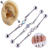 3 buc. Piercing industrial cu mreană din oțel inoxidabil 16G Cercei cu opal Bara dreaptă Piercing pentru ureche pentru cartilaj Barbele pot muta bijuteriile