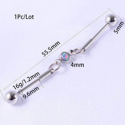 3 buc. Piercing industrial cu mreană din oțel inoxidabil 16G Cercei cu opal Bara dreaptă Piercing pentru ureche pentru cartilaj Barbele pot muta bijuteriile