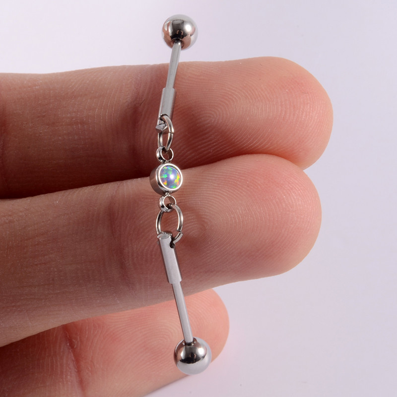 3 buc. Piercing industrial cu mreană din oțel inoxidabil 16G Cercei cu opal Bara dreaptă Piercing pentru ureche pentru cartilaj Barbele pot muta bijuteriile