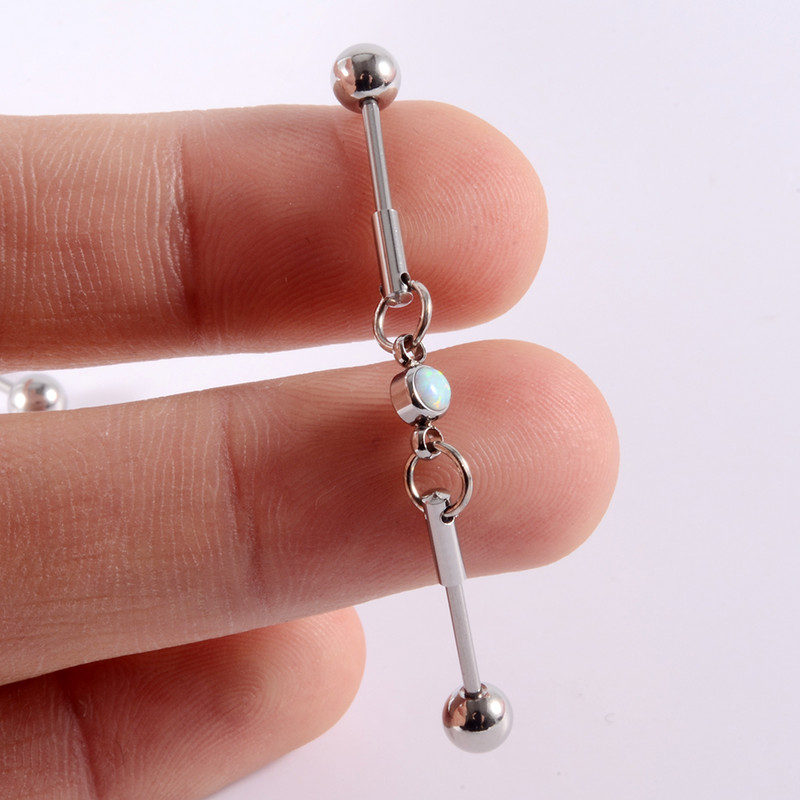 3 buc. Piercing industrial cu mreană din oțel inoxidabil 16G Cercei cu opal Bara dreaptă Piercing pentru ureche pentru cartilaj Barbele pot muta bijuteriile