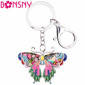 Bonsny legura emajl leptir privjesak za ključeve privjesak za žene djevojke torbica šarm 2017 novi životinjski nakit dodaci za ključeve automobila