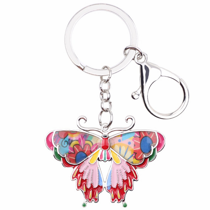 Bonsny legura emajl leptir privjesak za ključeve privjesak za žene djevojke torbica šarm 2017 novi životinjski nakit dodaci za ključeve automobila