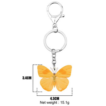 Μπρελόκ Bonsny Ακρυλικό κίτρινο πεταλούδα Μπρελόκ Μπρελόκ έντομο Ζώο Μπρελόκ Κοσμήματα για Γυναικείες Παιδική Μόδα Τσάντα Δώρου Αξεσουάρ