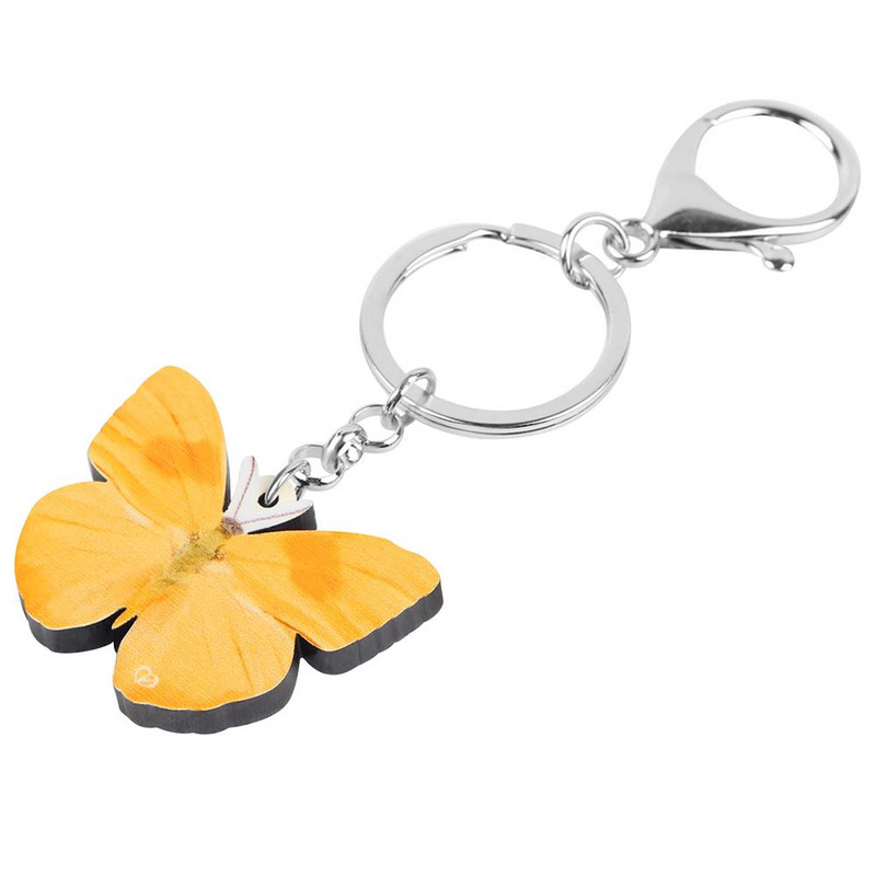 Bonsny Akrilni žuti privjesci s leptirima Privjesci za ključeve Insekti Životinje Privjesci za ključeve Nakit za žene Dječja modna torba za poklone Dodaci