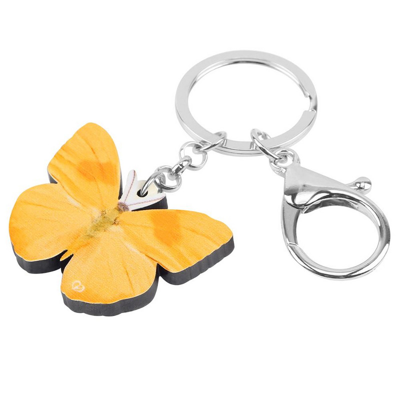 Bonsny Akrilni žuti privjesci s leptirima Privjesci za ključeve Insekti Životinje Privjesci za ključeve Nakit za žene Dječja modna torba za poklone Dodaci