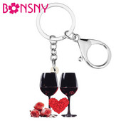 Bonsny acrilic Ziua Îndrăgostiților Breloc cu inimă pentru pahar, lanț de chei mare, bijuterii pentru femei, fete, iubitoare, cadou de modă, accesorii pentru geanți