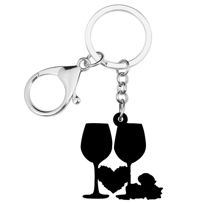 Bonsny acrilic Ziua Îndrăgostiților Breloc cu inimă pentru pahar, lanț de chei mare, bijuterii pentru femei, fete, iubitoare, cadou de modă, accesorii pentru geanți