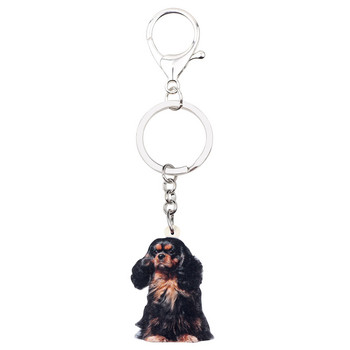 Bonsny Acrylic Black&Tan King Charles Spaniel Μπρελόκ για σκύλους Χαριτωμένα κοσμήματα κατοικίδιων ζώων Δώρο για γυναίκες κορίτσια Τσάντα μενταγιόν αυτοκινήτου