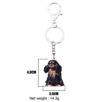 Bonsny Acrylic Black&Tan King Charles Spaniel Μπρελόκ για σκύλους Χαριτωμένα κοσμήματα κατοικίδιων ζώων Δώρο για γυναίκες κορίτσια Τσάντα μενταγιόν αυτοκινήτου
