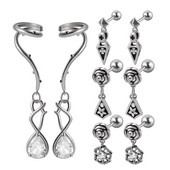 1 buc. Cercei pentru cartilaj de trandafir Helix Stud Piercing Zircon Gem Drop Ureche Manșetă Clip pe cercei Oreja Ring Bijuterii pentru corp