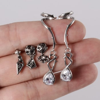 1 τεμ. Σκουλαρίκι ροζ χόνδρου Helix Stud Piercing Zircon Gem Drop Ear Cuff Clip on Earrings Oreja Ring Body Jewelry