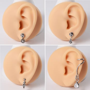 1 τεμ. Σκουλαρίκι ροζ χόνδρου Helix Stud Piercing Zircon Gem Drop Ear Cuff Clip on Earrings Oreja Ring Body Jewelry