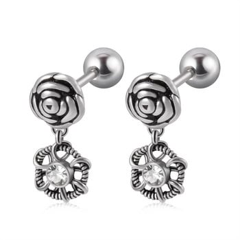 1 τεμ. Σκουλαρίκι ροζ χόνδρου Helix Stud Piercing Zircon Gem Drop Ear Cuff Clip on Earrings Oreja Ring Body Jewelry