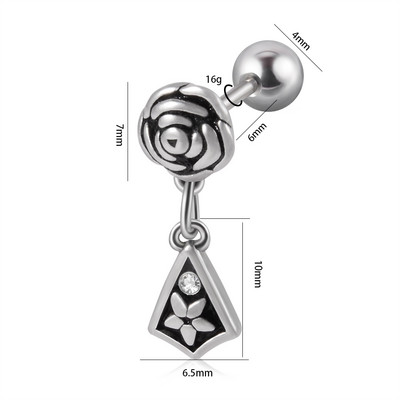 1 buc. Cercei pentru cartilaj de trandafir Helix Stud Piercing Zircon Gem Drop Ureche Manșetă Clip pe cercei Oreja Ring Bijuterii pentru corp