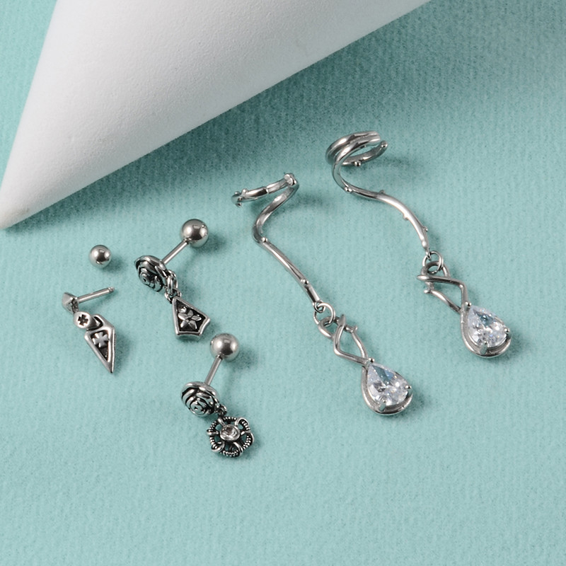 1 buc. Cercei pentru cartilaj de trandafir Helix Stud Piercing Zircon Gem Drop Ureche Manșetă Clip pe cercei Oreja Ring Bijuterii pentru corp