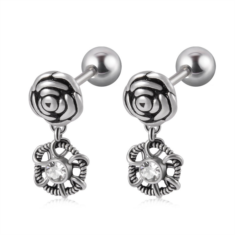 1 buc. Cercei pentru cartilaj de trandafir Helix Stud Piercing Zircon Gem Drop Ureche Manșetă Clip pe cercei Oreja Ring Bijuterii pentru corp