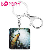Bonsny Akrilni četvrtasti Paun Paunovi Privjesci za ključeve Privjesak za ključeve Ptica Životinja Privjesak za ključeve Nakit Za žene Muškarci Nova torba Dekoracija automobila